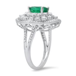 14K White Gold Setting with 1.31ct Emerald and 1.80ct Diamond Ladies Ring