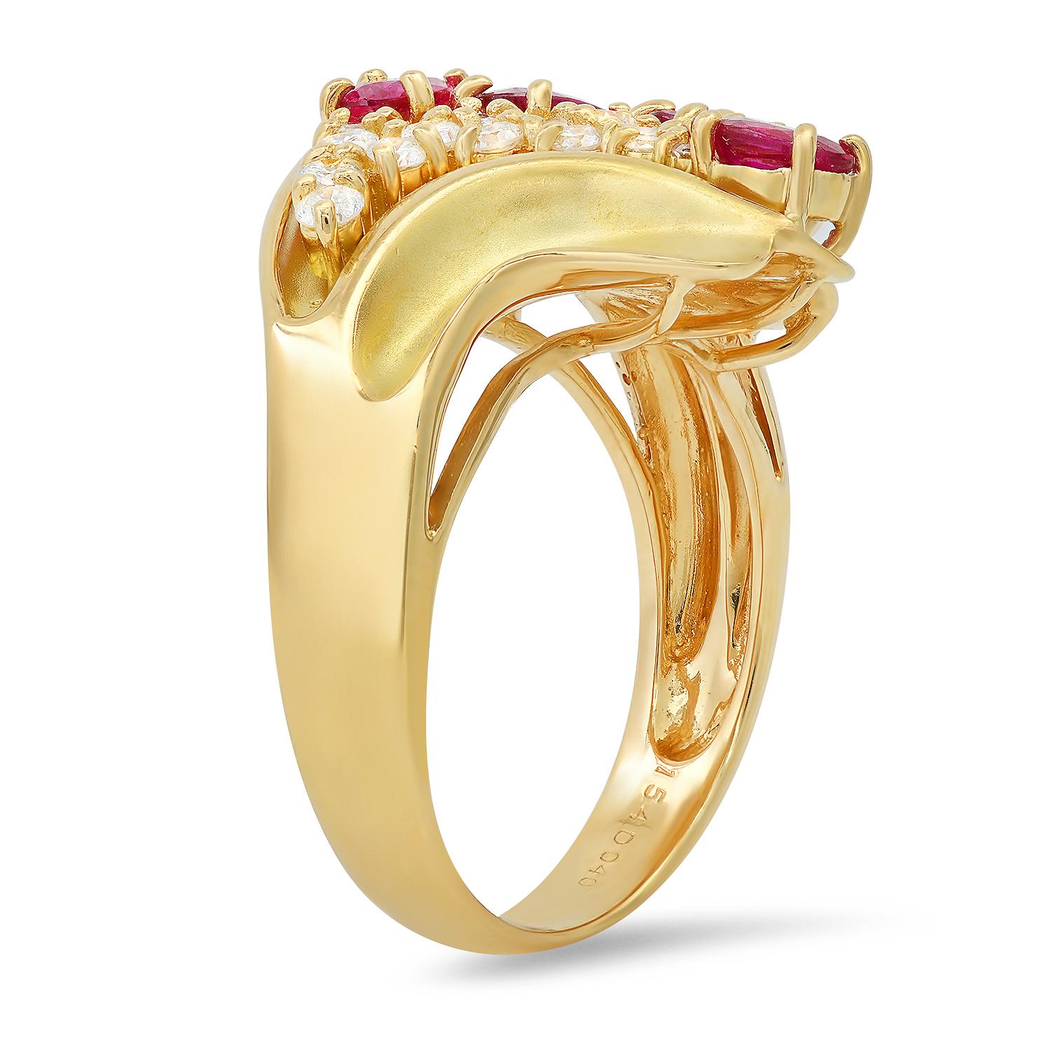 18K Yellow Gold Setting with 1.54ct Ruby and 0.40ct Diamond Ladies Ring