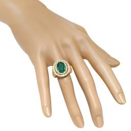 14K Yellow Gold 3.97ct Emerald and 1.83ct Diamond Ring
