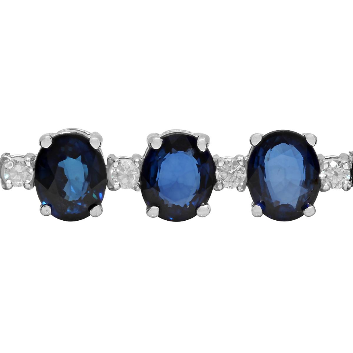 14k White Gold 19.38ct Sapphire 0.92ct Diamond Bracelet