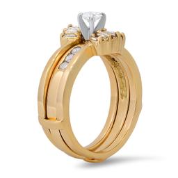 18K Yellow Gold Setting with 0.20ct Center Diamond and 0.62tcw Diamond Ladies Ring