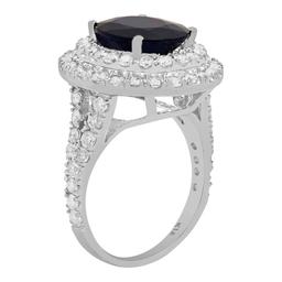 14k White Gold 11.11ct Sapphire 1.68ct Diamond Ring