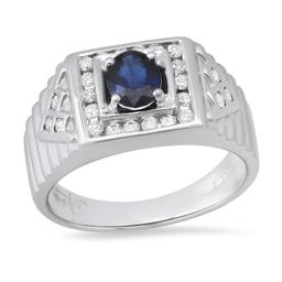 18K White Gold Setting with 0.63ct Sapphire and 0.36ct Diamond Ladies Ring