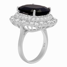 14k White Gold 13.25ct Sapphire 2.03ct Diamond Ring