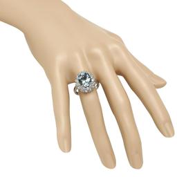 14K White Gold 3.98ct Aquamarine and 1.89ct Diamond Ring