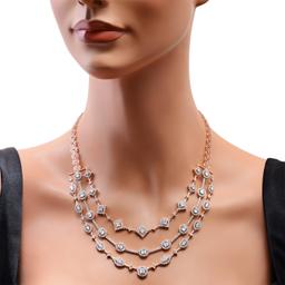 14K Rose Gold 15.59tcw Diamond Necklace and Earring Set