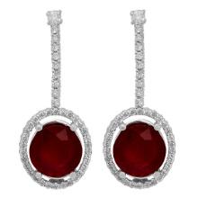 14k White Gold 9.80ct Ruby 0.76ct Diamond Earrings