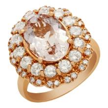 14k Rose Gold 3.08ct Morganite 1.61ct Diamond Ring