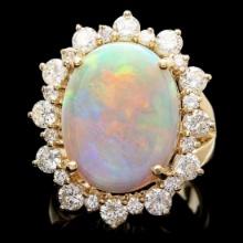 14K Yellow Gold 5.92ct Opal and 2.37ct Diamond Ring