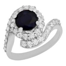 14k White Gold 1.74ct Sapphire 1.09ct Diamond Ring