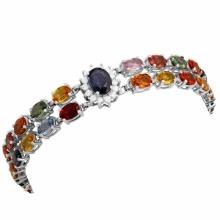 14k White Gold 27.65ct Sapphire 1.20ct Diamond Bracelet