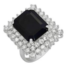 14k White Gold 10.26ct Sapphire 2.71ct Diamond Ring