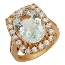 14k Rose Gold 8.60ct Aquamarine 1.43ct Diamond Ring