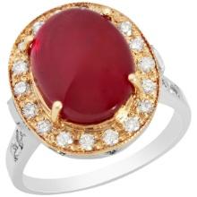 14k White & Rose Gold 8.62ct Ruby 0.62ct Diamond Ring