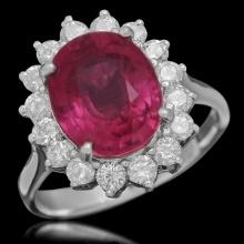 14K White Gold 4.96ct Ruby and 1.01ct Diamond Ring