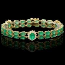 14K Gold 18.21ct Emerald 1.54ct Diamond Bracelet