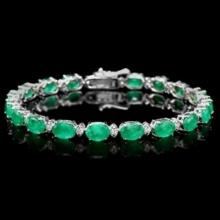 14K Gold 13.31ct Emerald 0.80ct Diamond Bracelet