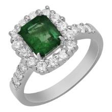 14k White Gold 1.20ct Emerald 0.87ct Diamond Ring