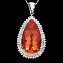 14K Gold 30.12ct Morganite 3.10ct Diamond Pendant