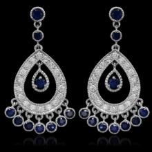 14K Gold 3.24ct Sapphire 1.45ct Diamond Earrings