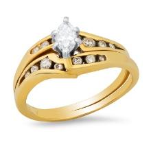 14K Yellow Gold Setting with 0.25ct Center and 0.43tcw Diamond Ladies Ring