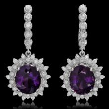 14K Gold 9.46ct Amethyst 1.41ct Diamond Earrings