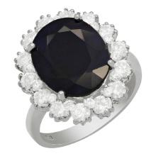 14k White Gold 6.17ct Sapphire 1.64ct Diamond Ring