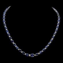 14K Gold 38.73ct Sapphire 1.68ct Diamond Necklace