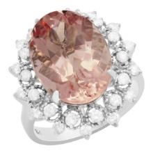 14k White Gold 8.22ct Morganite 0.75ct Diamond Ring