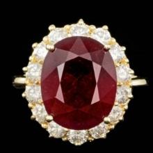 14K Yellow Gold 11.78ct Ruby and 1.48ct Diamond Ring