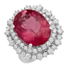 14k White Gold 10.32ct Pink Tourmaline 1.89ct Diamond Ring