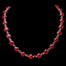 14K Yellow Gold 68.85ct Ruby and 1.82ct Diamond Necklace