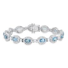 18K White Gold Setting with 5.56ct Aquamarine and 4.08ct Diamond Ladies Bracelet