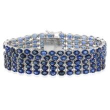 18K Gold 48.62ct Sapphire 4.06ct Diamond Bracelet