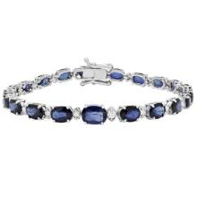 14k White Gold 13.63ct Sapphire 0.57ct Diamond Bracelet