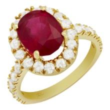 14k Yellow Gold 4.48ct Ruby 1.26ct Diamond Ring