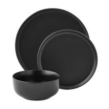 Mainstays Alessandra Matte Black 12-Piece Stoneware Dinnerware Set