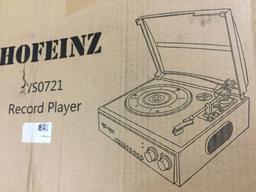 Hofeinz Vintage Wireless Bluetooth Out Wooden Belt Driven 3 Speed Turntable with Built in Stereo
