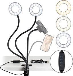 NexiGo 3.5 Inch Dual Selfie Ring Light with Moible Phone & Webcam Holder, $24.99 MSRP