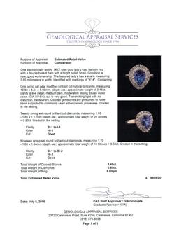 3.45 ctw Tanzanite and Diamond Ring - 14KT Rose Gold