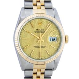 Rolex Mens Quickset 2T 14K Yellow Gold And Stainless Steel Champagne Index Datej