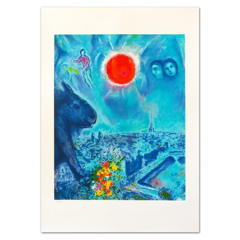 The Sun Over Paris by Chagall (1887-1985)