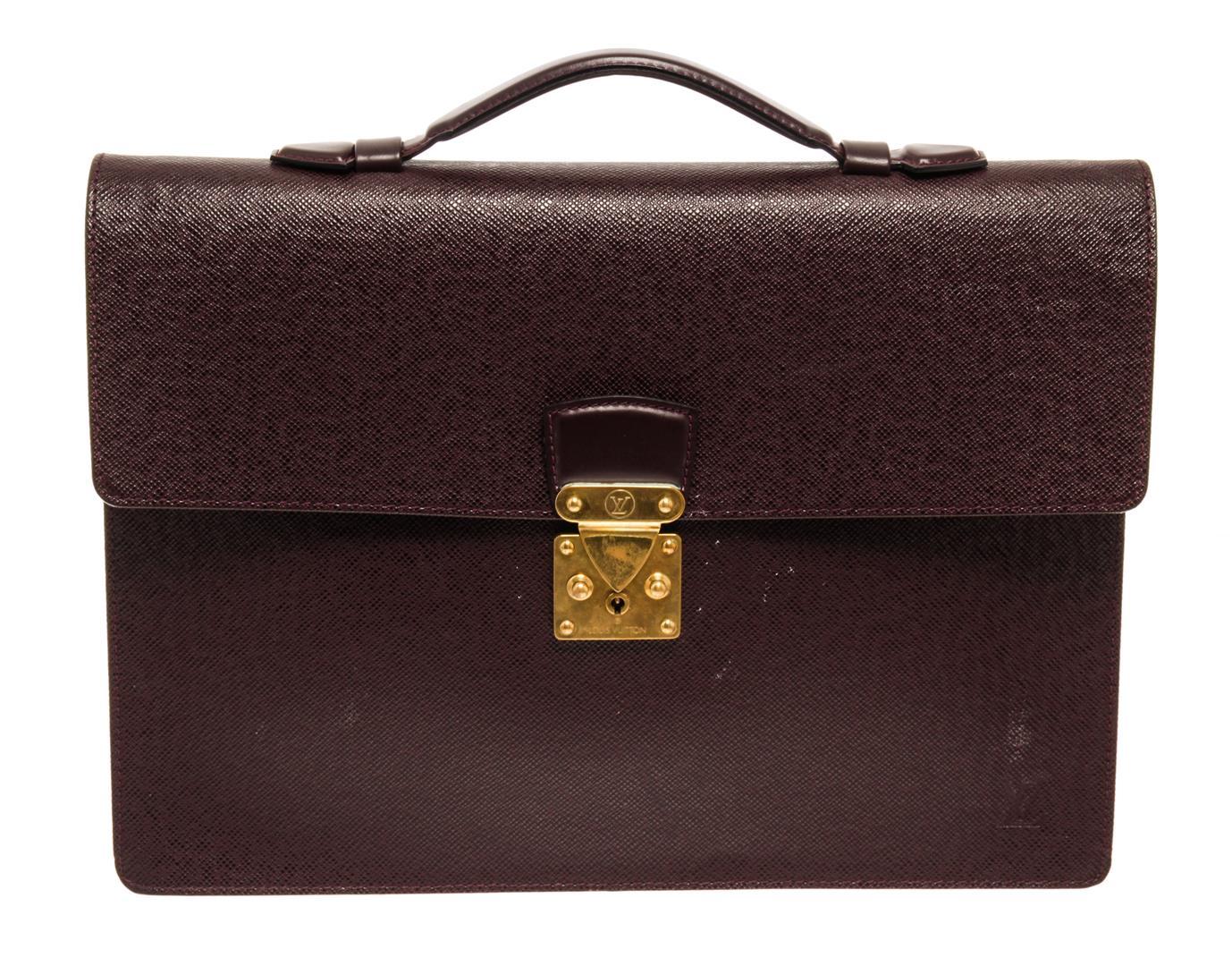 Louis Vuitton Burgundy Taiga Leather Serviette Clado Briefcase