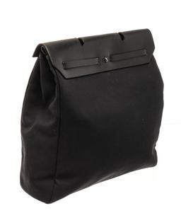 Hermes Black Canvas Leather GM HendBag