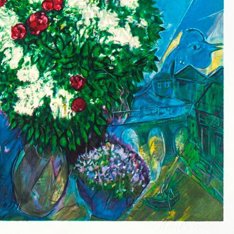 Bouquet Aux Amoureux Volants by Chagall (1887-1985)