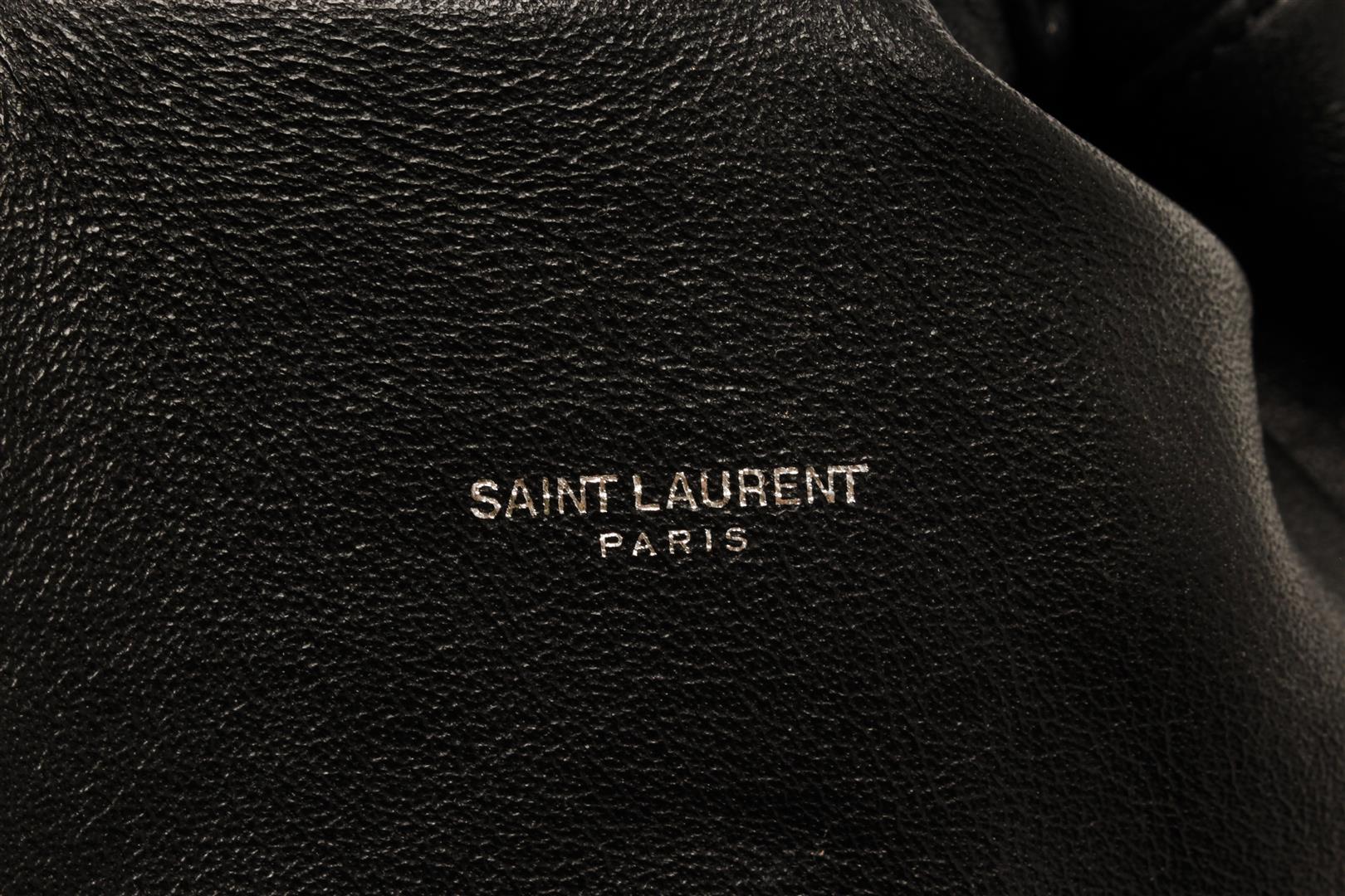 Saint Laurent YSL Black Leather Teddy Shopping Tote