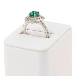 0.94 ctw Emerald and 1.16 ctw Diamond 14K White Gold Ring