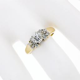 14K Yellow Gold .85 ctw Round Diamond Solitaire Engagement Ring w/ Tiered Accent