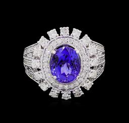 14KT White Gold 2.71 ctw Tanzanite and Diamond Ring