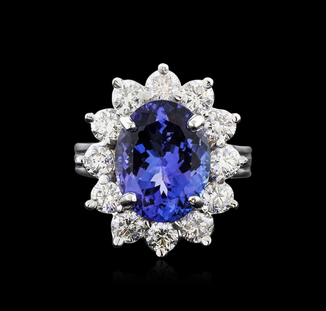 14KT White Gold 6.57 ctw Tanzanite and Diamond Ring